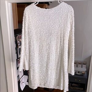Elegant White Sequin Dress